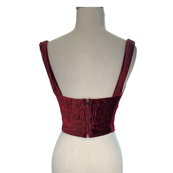 N By Naked Wardrobe Boned Plush Velvet Crop Tank In Wine Size XL Zip Back - Picture 4 of 12